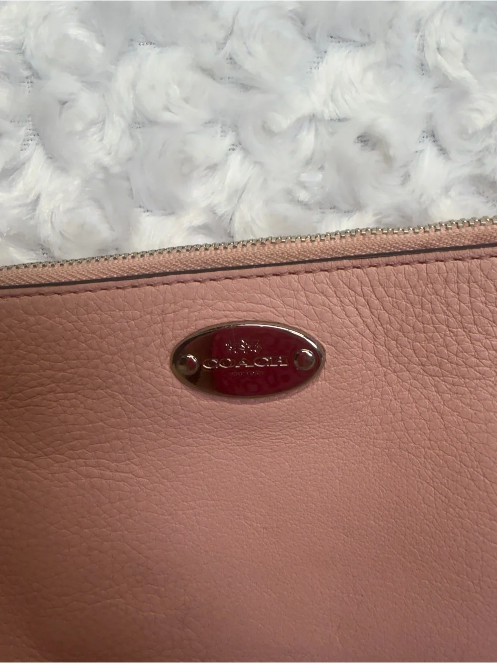 Coach Blush Pink soft Pebbled Leather adjustable Crossbody Chain & leather Strap
